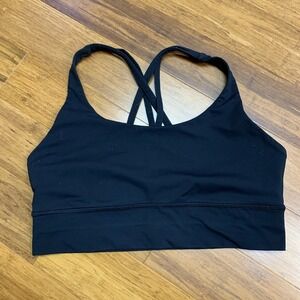 Lululemon Energy Long Line Yoga Bra Womens Size 10 Black Criss Cross Back Design